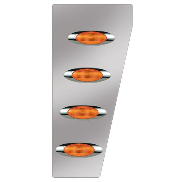SS Standard Cowl Panels W/ 8 M1 Millennium Amber LEDs  For Peterbilt- Pair