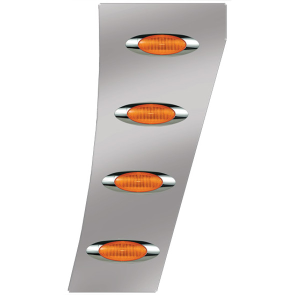 SS Standard Cowl Panels W/ 8 M1 Millennium Amber LEDs  For Peterbilt 388 & 389 - Pair