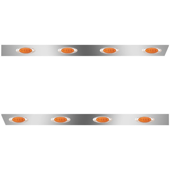 Stainless Steel Cab Panels W/ 8 P1 Amber/Amber LEDs For Peterbilt 388