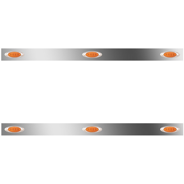 36 Inch Stainless Steel Sleeper Panels W/ 6 P1 Amber/Amber LEDs For Peterbilt 388