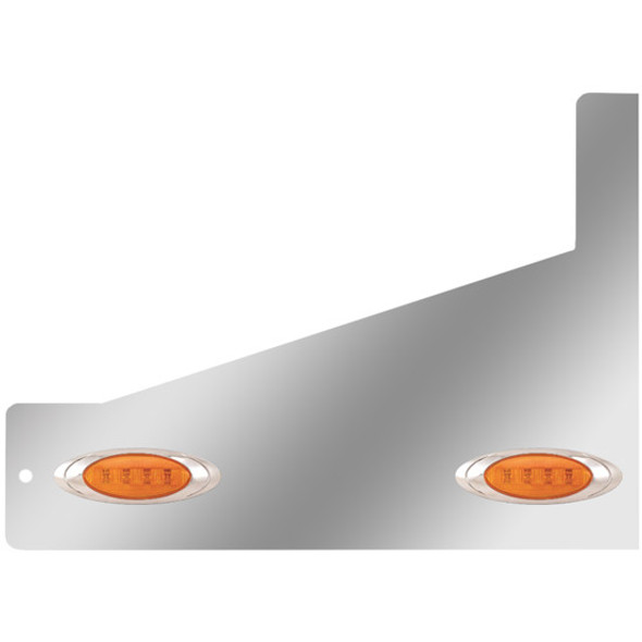 3 Inch Stainless Steel Sleeper Extension Panel W/ 2 P1 Amber/Amber LED Lights For Peterbilt - Pair