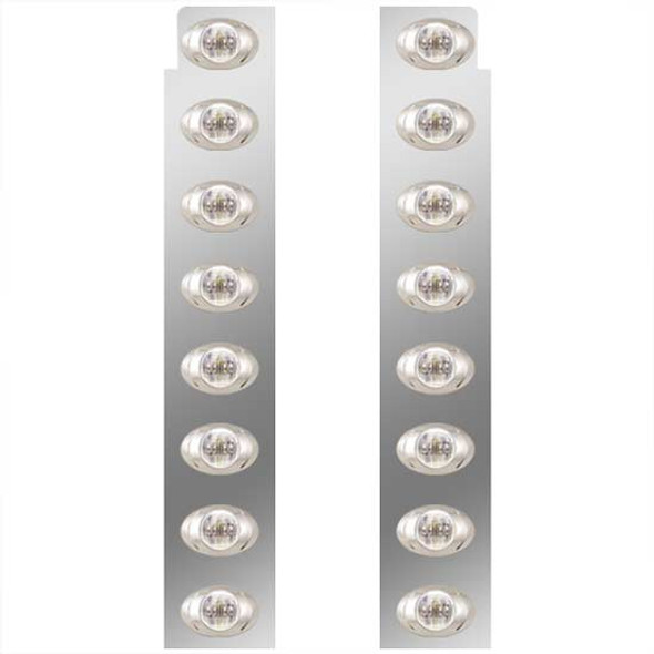 Front AC Panels W/ P3 Clear / Amber LEDs For 15 Inch Diameter Air Cleaner For Peterbilt 378, 379, 388, 389 - Pair