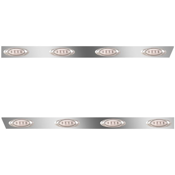 3 X 43.125 Inch Stainless Cab Panel W/ 4 P1 Amber/Clear P1 Lights For Peterbilt 378, 379, 388, 389 - Pair