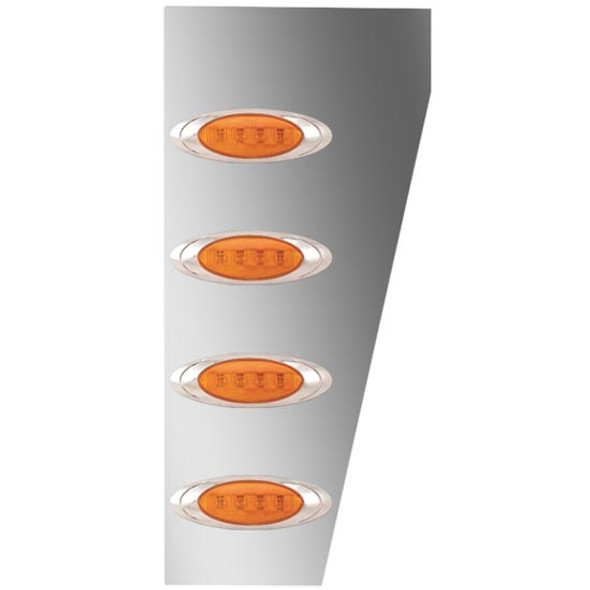 Stainless Steel Cowl Panels W/ 8 P1 Amber/Amber LEDs For Peterbilt 379