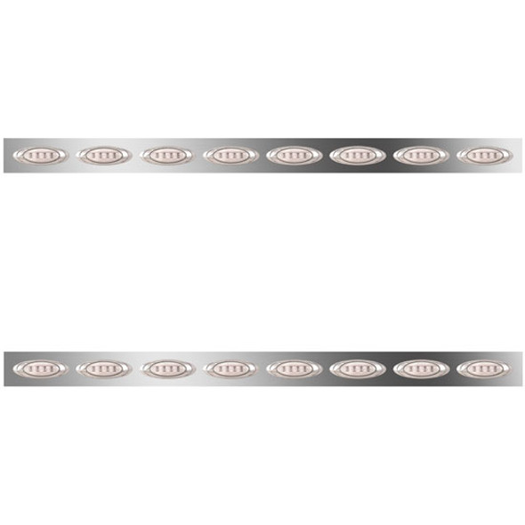 Stainless Steel Sleeper Panels W/ 16 P1 Amber/Clear LEDs For Peterbilt W/ 70 Inch Sleeper