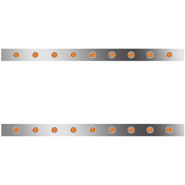 3 Inch Stainless Sleeper Panels W/ 18 - 3/4 Inch Amber/Amber LEDs  For Peterbilt W/ 63 Inch Sleeper