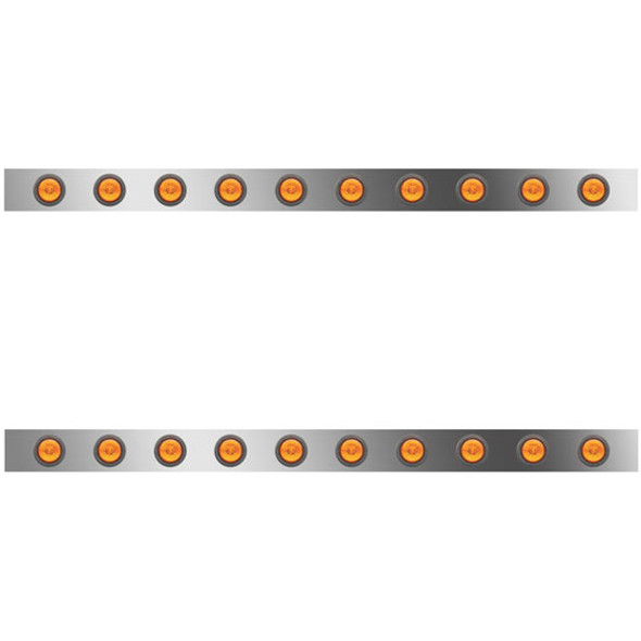 4 Inch SS Sleeper Panels W/ 20 Amber/Amber 2 Inch LEDs For Peterbilt W/ 70 Inch Sleeper