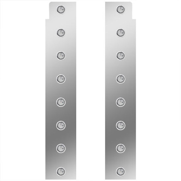 Stainless Steel Front Air Cleaner Panels W/ Amber Bulkhead LEDs For Peterbilt 378, 379, 388, 389