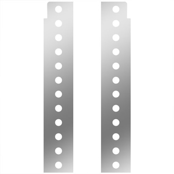 26 Inch SS Front Panels W/ 3/4 Inch Rnd Light Holes For 15 Inch Air Breathers  For Peterbilt 378, 379, 388, 389 - Pair