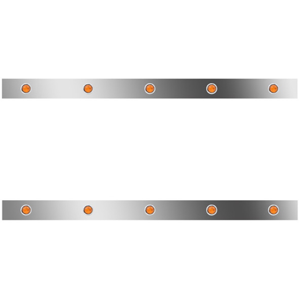 3 Inch Stainless Sleeper Extension Panels W/ 10 - 3/4 Inch Amber/Amber LED Lights  For Peterbilt 389 131 BBC
