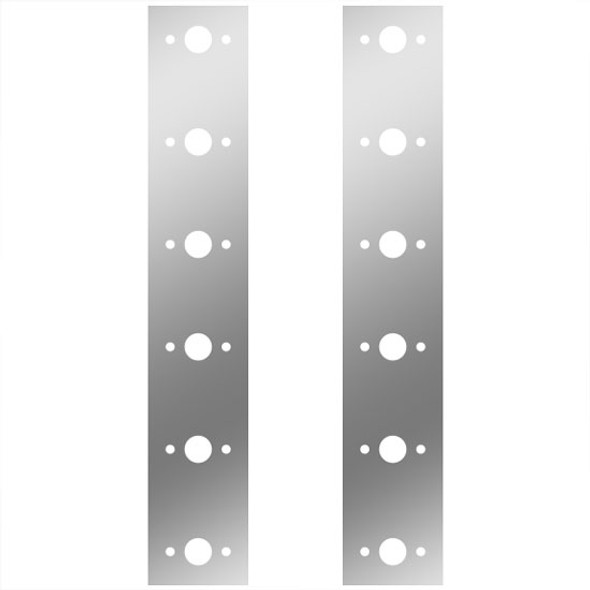 Stainless Steal Air Breather Panels W/ 6 P3 Style Light Holes Per Panel, 18 3/8 Inch Tall For Peterbilt