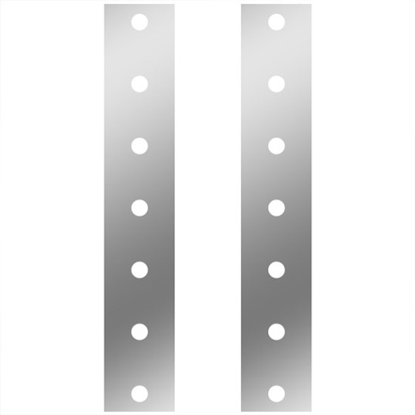 22.50 Inch SS Front Panels W/ 3/4 Inch Rnd Light Holes For 15 Inch Air Breathers  For Peterbilt 378, 379, 388, 389 - Pair