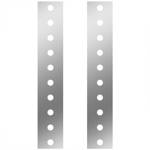 22 Inch SS Front Panels W/ 3/4 Inch Rnd Light Holes For 15 Inch Air Breathers  For Peterbilt 378, 379, 388, 389 - Pair