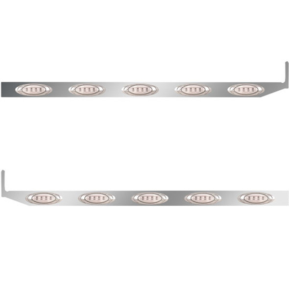 2.5 X 58 Inch Sleeper Panel W/ Extension, 5 Amber/Clear LED Lights For Peterbilt 579 & 567 - Pair
