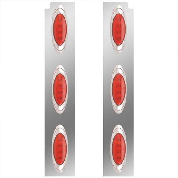 Stainless Steel Rear Air Cleaner Panels For 15 Inch Air Cleaner W P1 Red LEDs For Peterbilt 378, 379, 388, 389