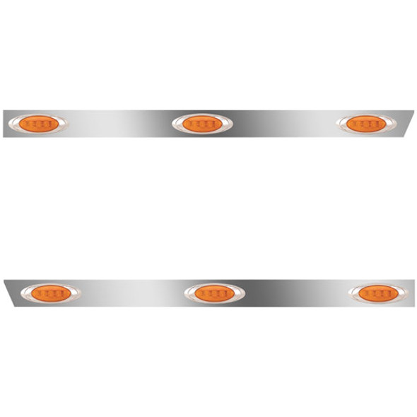 3 Inch Stainless Cab Panel W/ 3 Amber/Amber P1 Lights For Peterbilt 389 131 BBC - Pair