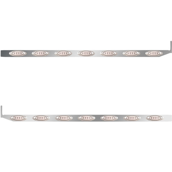 4 X 72 Inch Sleeper Panel W/ Extension W/ 7 Amber LED Clear Lens Lights For Peterbilt 579 - Pair