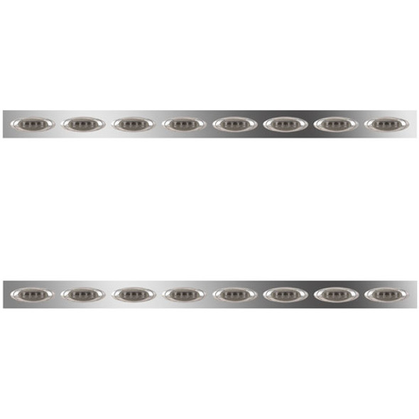 3 X 70 Inch Stainless Steel Sleeper Panel W/ 8 Amber P1 LED Smoked Lens Lights For Peterbilt