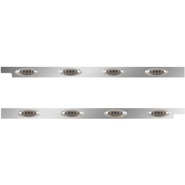 2.5 Inch Stainless Steel Cab Panel W/ 4 P1 Amber/Smoked LED Lights For Peterbilt 567, 579 W/ Rear Mount Or Horizontal Exhaust- Pair