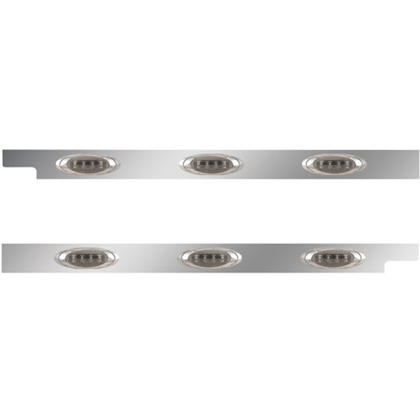 2.5 Inch Stainless Steel Cab Panel W/ 3 P1 Amber/Smoked LED Lights For Peterbilt 567, 579 - Pair