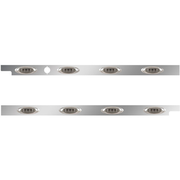 2. 5 Inch Stainless Steel Cab Panel W/ 4 P1 Amber/Smoked LED Lights W/ 1 Hole For Block Heater For Peterbilt 567, 579 W/ Rear Mount Or Horizontal Exhaust - Pair