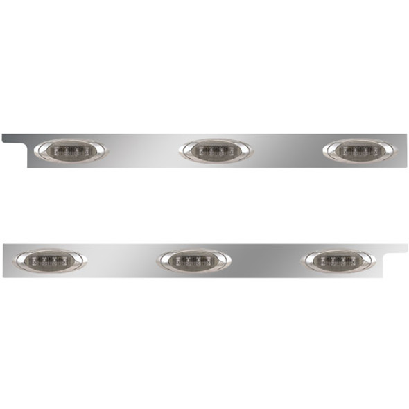 2. 5 Inch Stainless Steel Cab Panel W/ 3 P1 Amber/Smoked LED Lights For Peterbilt 567, 579 W/ Cab Mount Exhaust - Pair