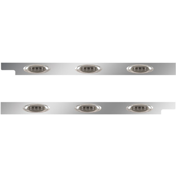4 Inch Stainless Steel Cab Panel W/ 3 P1 Amber/Smoked LED Lights For Peterbilt 567, 579 - Pair