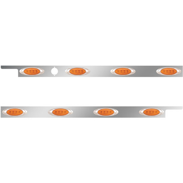 2. 5 Inch Stainless Steel Cab Panel W/ 4 P1 Amber/Amber LED Lights W/ 1 Hole For Block Heater For Peterbilt 567, 579 - Pair