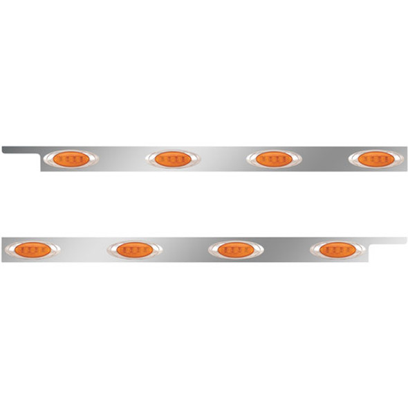 2. 5 Inch Stainless Steel Cab Panel W/ 4 P1 Amber/Amber LED Lights For Peterbilt 567, 579 - Pair