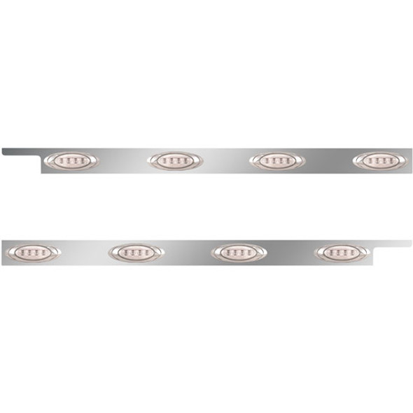 2. 5 Inch Stainless Steel Cab Panel W/ 4 P1 Amber/Clear LED Lights For Peterbilt 567, 579 - Pair