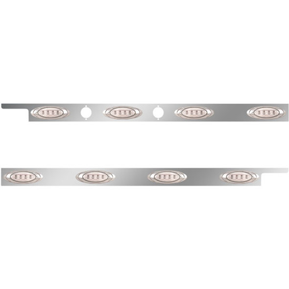 2. 5 Inch Stainless Steel Cab Panel W/ 4 P1 Amber/Clear LED Lights W/ 2 Holes For Dual Block Heater Plugs For Peterbilt 567, 579 - Pair