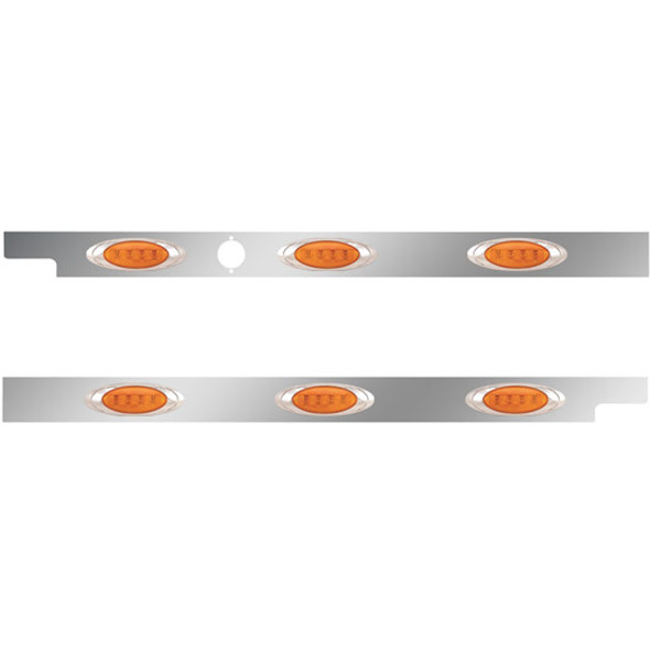 2. 5 Inch Stainless Steel Cab Panel W/ 3 P1 Amber/Amber LED Lights For Peterbilt 579 123BBC - Pair