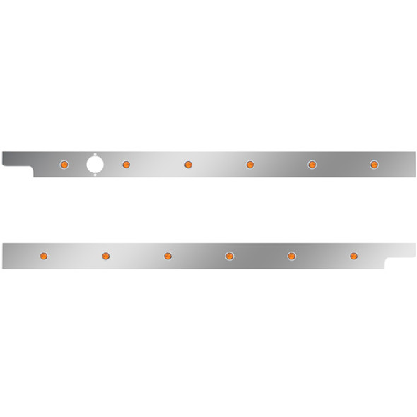 2. 5 Inch Stainless Steel Cab Panel W/ 6 - 3/4 Inch Amber/Amber LED Lights For Peterbilt 579 123BBC - Pair