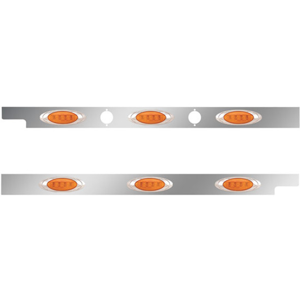 2.5 Inch Stainless Steel Cab Panel W/ 3 P1 Amber/Amber LED Lights For Peterbilt 579 123BBC - Pair