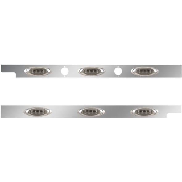 2.5 Inch Stainless Steel Cab Panel W/ 3 P1 Amber/Smoked LED Lights For Peterbilt 579 - Pair