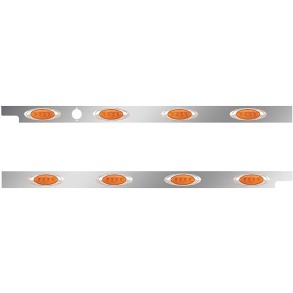 2.5 Inch Stainless Steel Cab Panels W/ 4 P1 Amber/Amber LED Lights W/ Hole For Block Heater For Peterbilt 567, 579