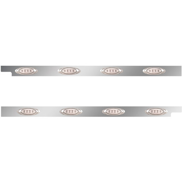 2.5 Inch Stainless Steel Cab Panel W/ 4 P1 Amber/Clear LED Lights For Peterbilt 567, 579 W/ Rear Mount Or Horizontal Exhaust- Pair