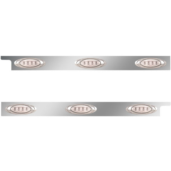 2.5 Inch Stainless Steel Cab Panel W/ 3 P1 Amber/Clear LED Lights For Peterbilt 567, 579 W/ Cab Mount Exhaust- Pair