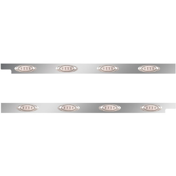 4 Inch Stainless Steel Cab Panel W/ 4 P1 Amber/Clear LED Lights For Peterbilt 567, 579 - Pair