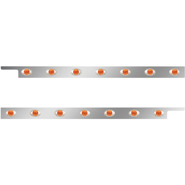 2.5 Inch Stainless Steel Cab Panel W/ 7 P3 Amber/Amber LED Lights For Peterbilt 567, 579 - Pair