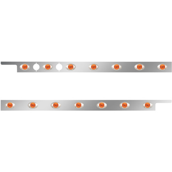 2.5 Inch Stainless Steel Cab Panel W/ 7 P3 Amber LED Lights For Peterbilt 567, 579 - Pair