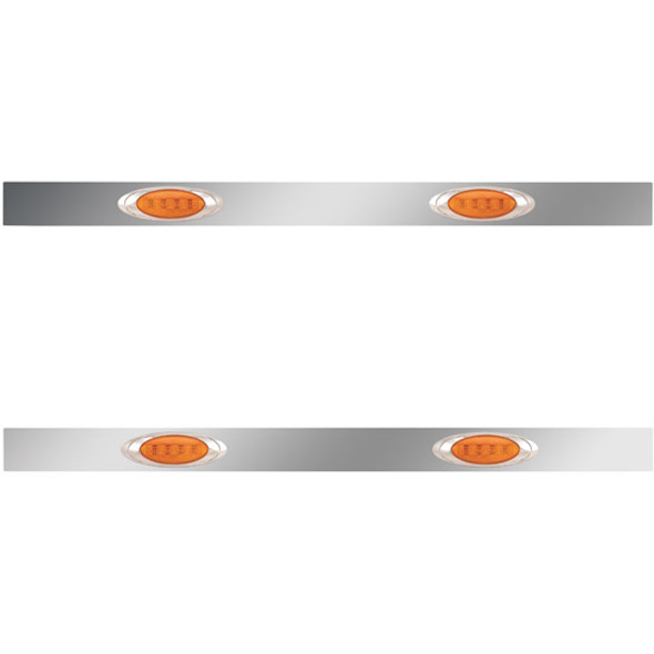 2.5 X 44 Inch Sleeper Panel W/ 2 P1 Amber/Amber LED Lights For Peterbilt 567, 579 W/O Extenders - Pair
