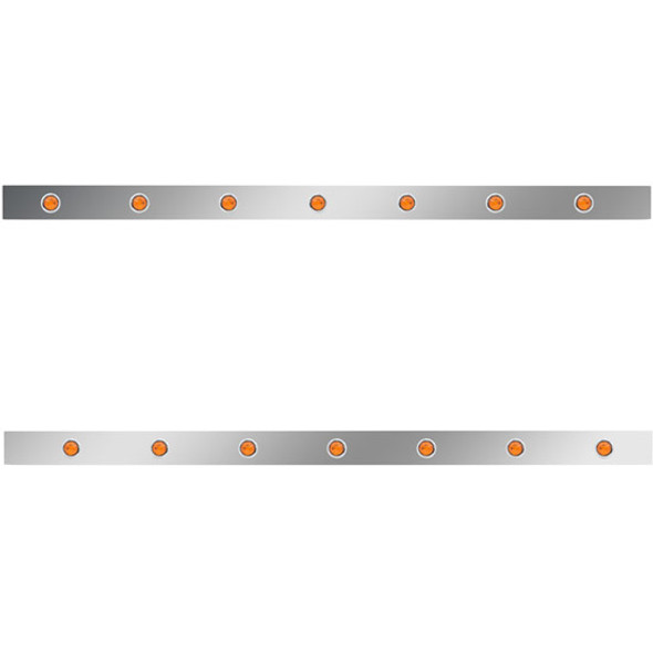 2.5 X 58 Inch Sleeper Panel W/ 7 - 3/4 Inch Amber/Amber LED Lights For Peterbilt 567, 579 - Pair