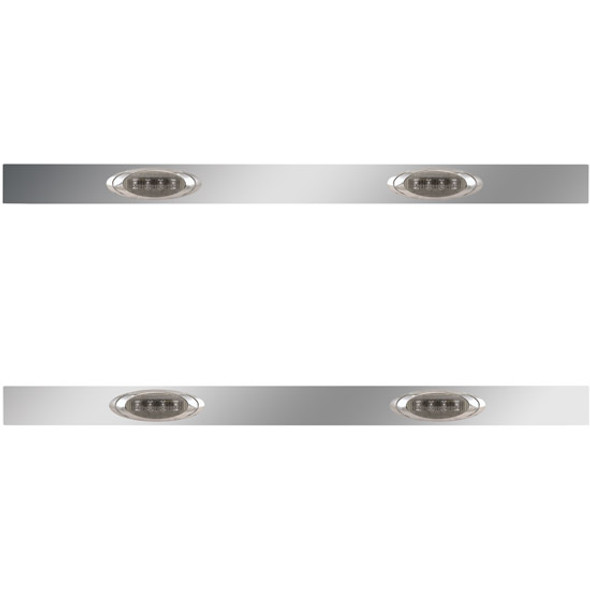 2.5 X 44 Inch Sleeper Panel W/ 2 P1 Amber/Smoked LED Lights For Peterbilt 567, 579 - Pair