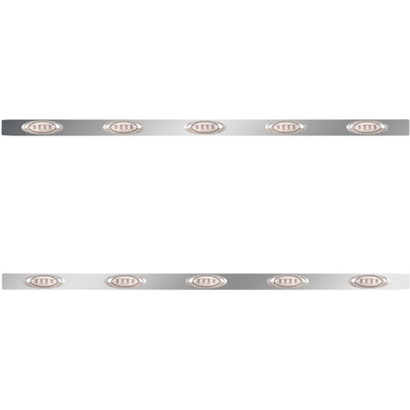 2.5 X 72 Inch Sleeper Panel W/ 5 P1 Amber/Clear LED Lights For Peterbilt 567, 579 - Pair