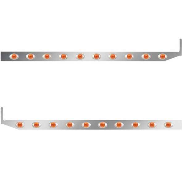 2.5 X 58 Inch Sleeper Panel W/ 10 P3 Amber/Amber LED Lights For Peterbilt 567, 579 - Pair