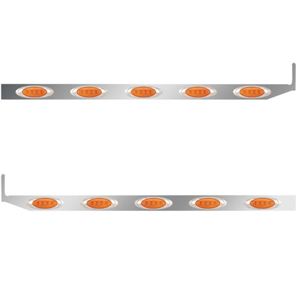 2.5 X 58 Inch Sleeper Panel W/ 5 P1 Amber/Amber LED Lights For Peterbilt 567, 579 - Pair