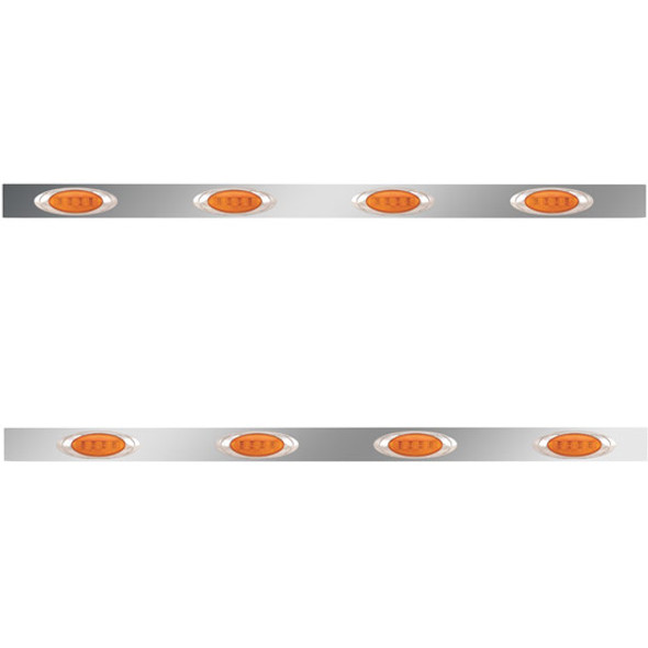 2.5 X 58 Inch Sleeper Panel W/ 4 P1 Amber/Amber LED Lights For Peterbilt 567, 579 - Pair