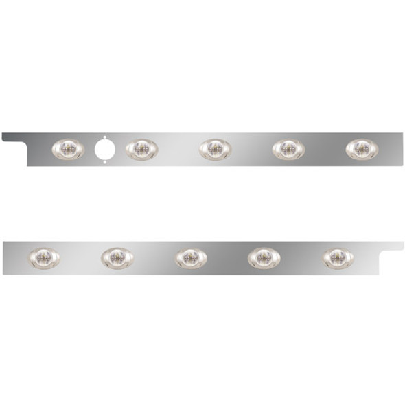 2.5 Inch Stainless Steel Cab Panel W/ 5 P3 Amber/Clear LED Lights For Peterbilt 567, 579 - Pair