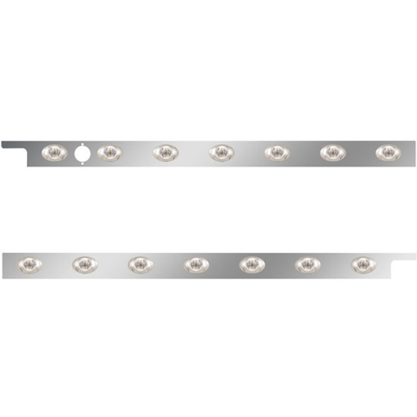 2.5 Inch Stainless Steel Cab Panel W/ 7 P3 Amber/Clear LED Lights For Peterbilt 567, 579 - Pair